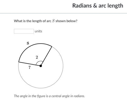 What is the length of arc S shown below?-example-1