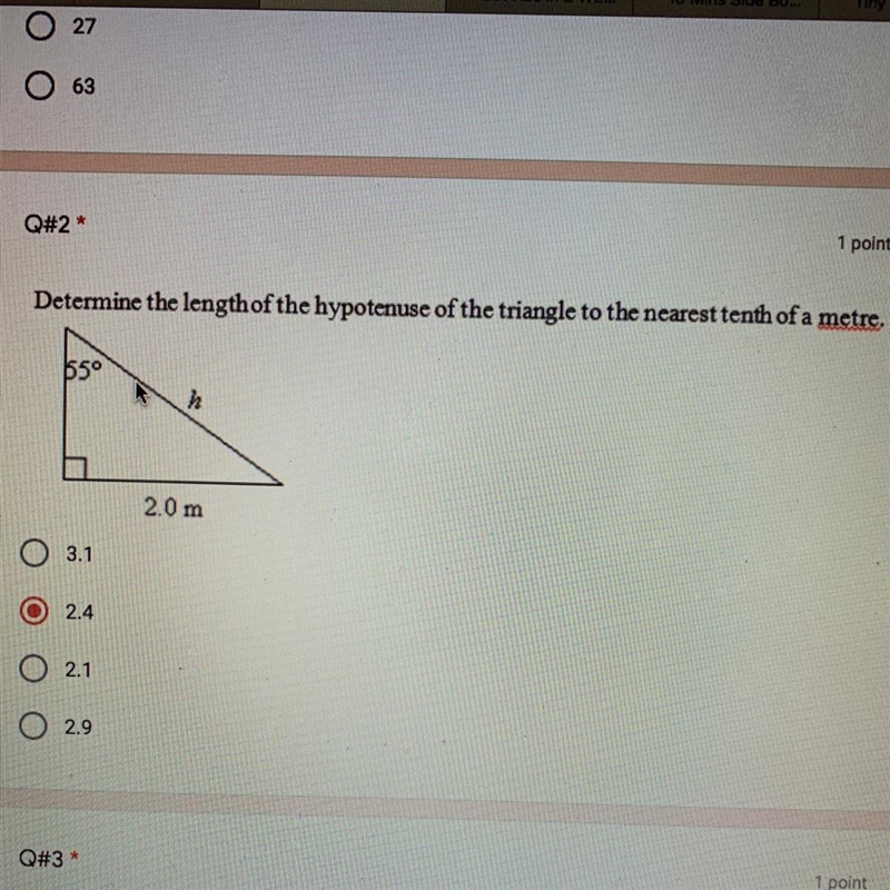 Length of the hypotenuse of the triangle to the nearest tenth of a metre-example-1