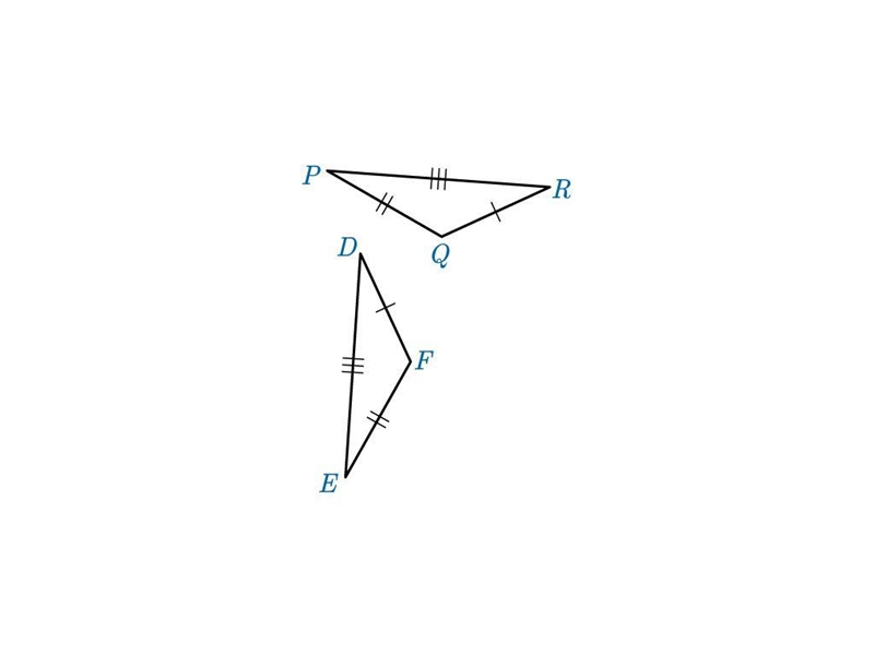 For △PQR and △EFD shown, which of the following could be steps to show that the SSS-example-1