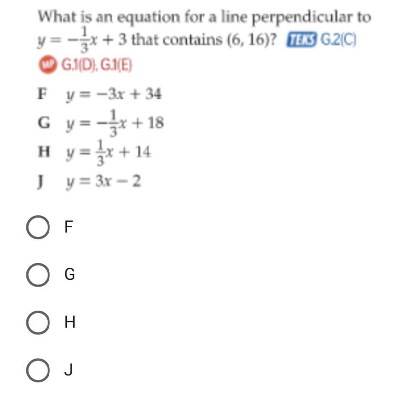 What is an equation for a line perpendicular to y=1/3x+3 that contains (6,16)-example-1