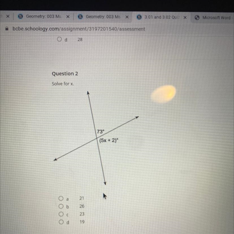 Solve for x, 73 (5x + 2)-example-1