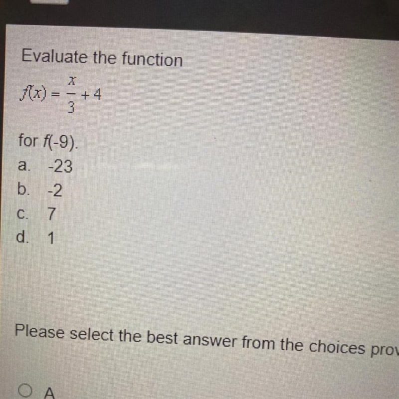 Evaluate the function Is it a b c or D-example-1