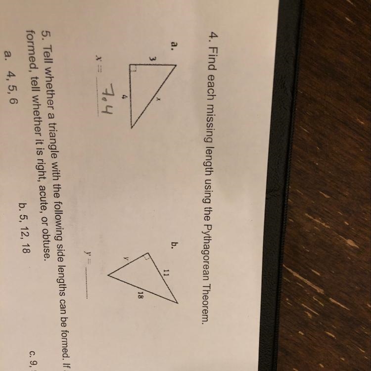 Find each missing length using pythagorean theorem.-example-1