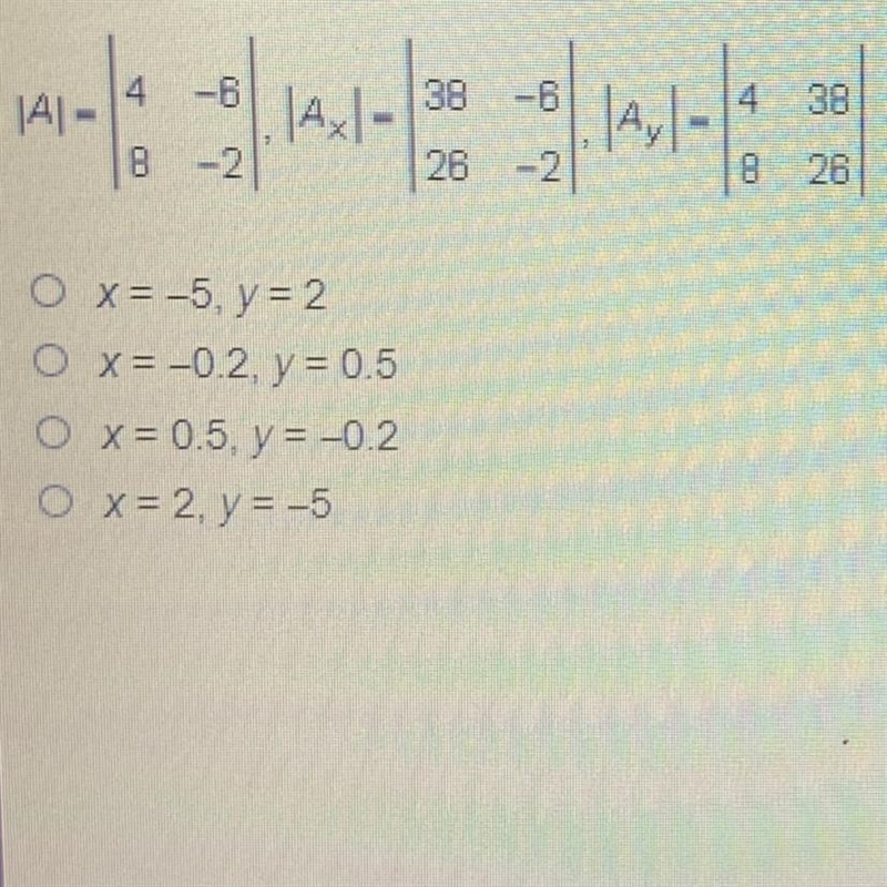 Based on the information below what are the values of x and y of the solution to the-example-1