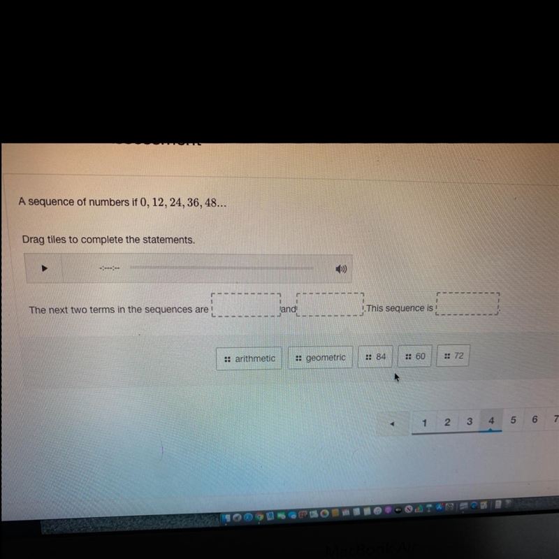 A sequence of numbers if 0, 12, 24, 36, 48... Drag tiles to complete the statements-example-1