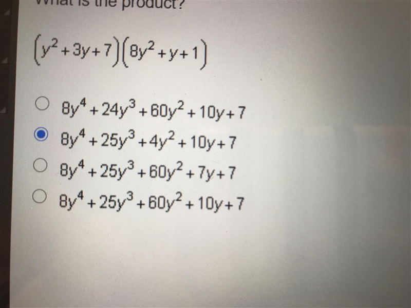 What is the product ? (Y^2 +3y +7) (8y^2 + y+1)-example-1