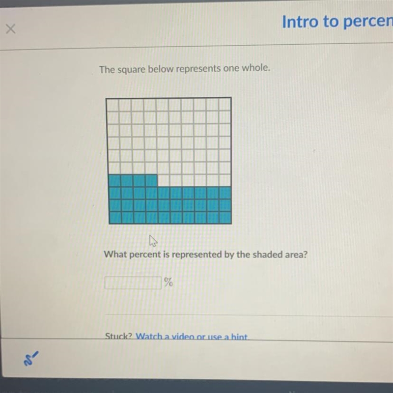 What percentage is the shaded area-example-1