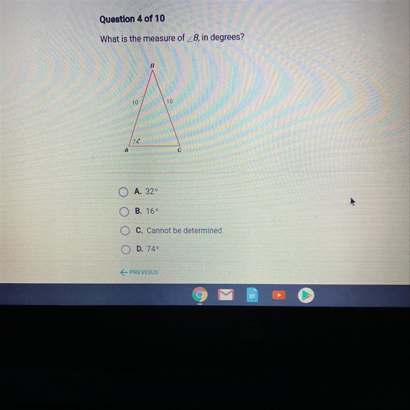 What is the measure of B, in degrees?-example-1