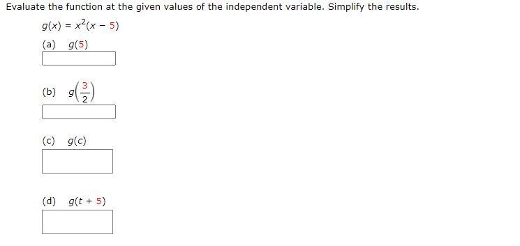 Evaluate the function at the given values of the independent variable. Simplify the-example-1