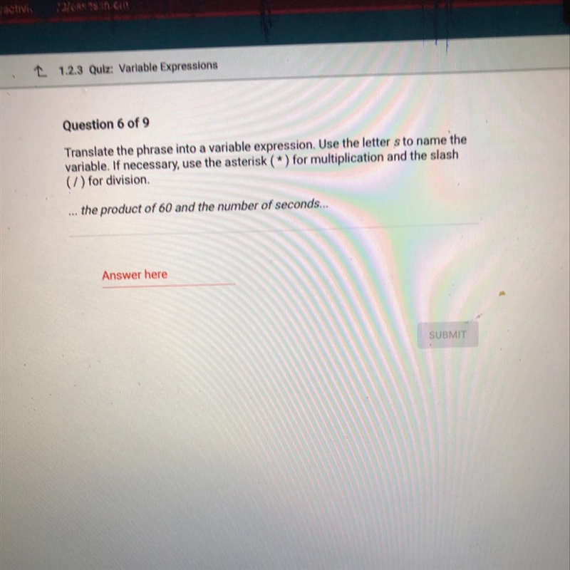 Translate the phrase into a variable expression. Use the letter sto name the variable-example-1