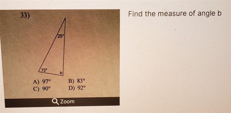 A) 97° C) 90° B) 83° D) 92° Q Zoom​-example-1