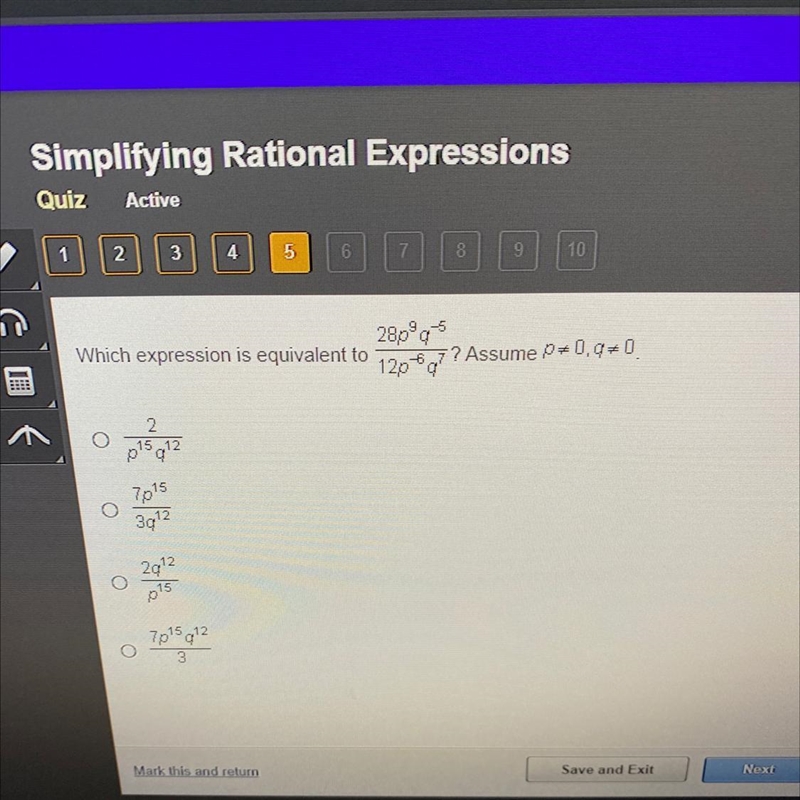 95 28pºo Which expression is equivalent to ? Assume p*0.90 12067 2 015912 7015 3712 o-example-1