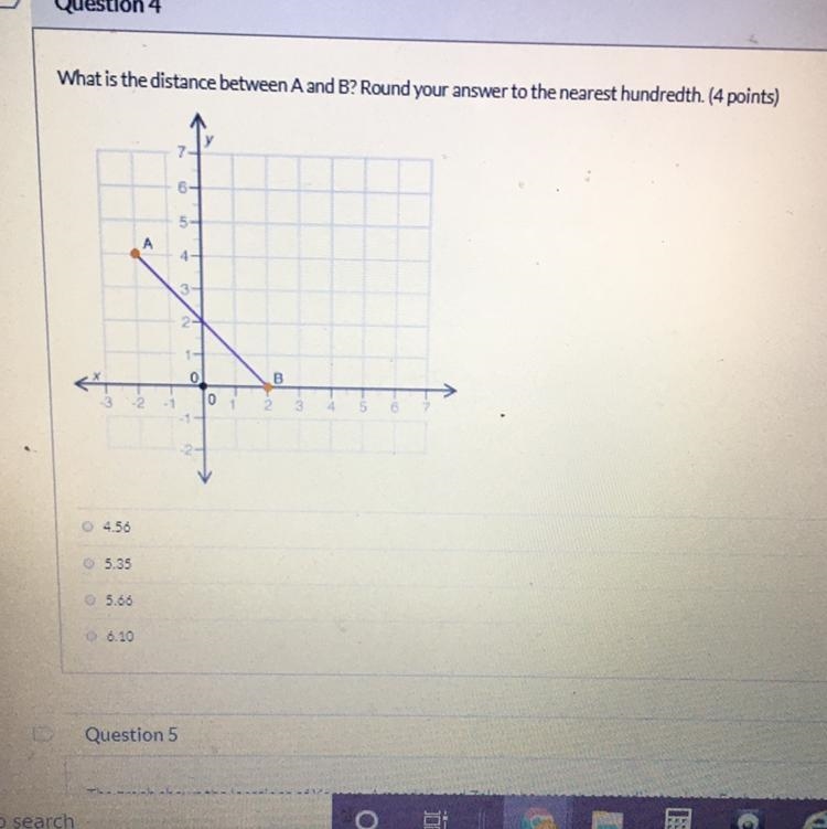 What is the distance between A and B? Round your answer to the nearest hundredth. (4 points-example-1