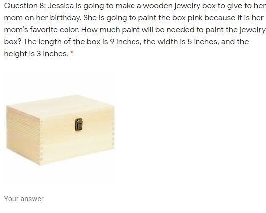 Plss help find how much paint will be needed to paint the jewelry box?-example-1