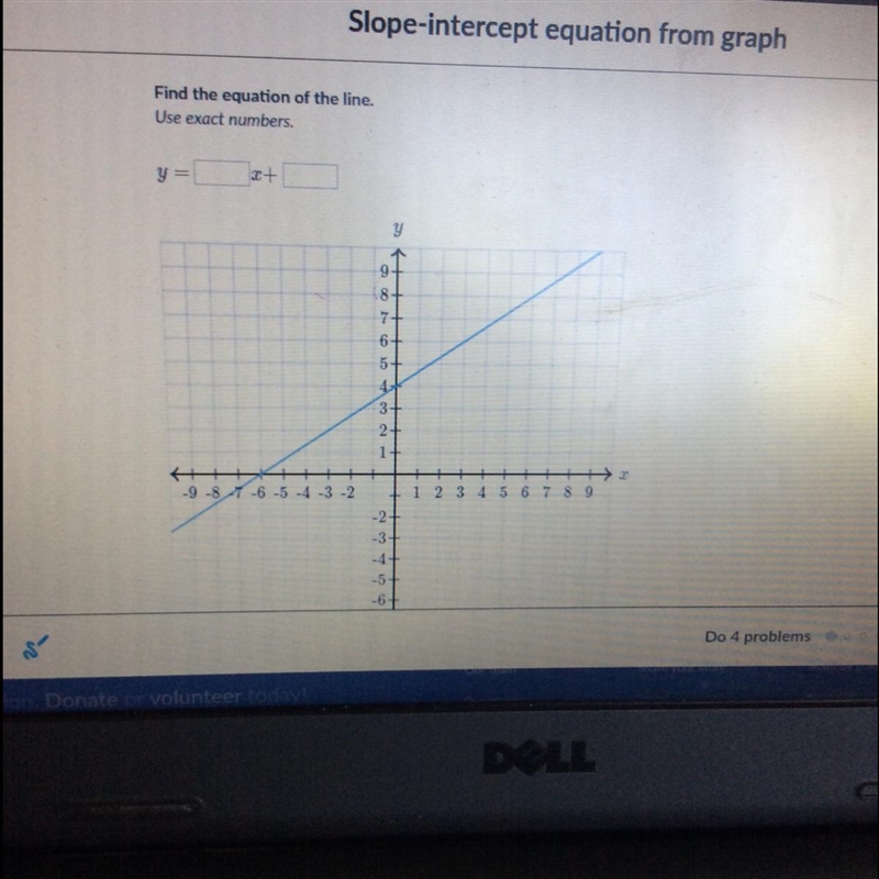 Find the equation of the line. Use exact numbers.-example-1