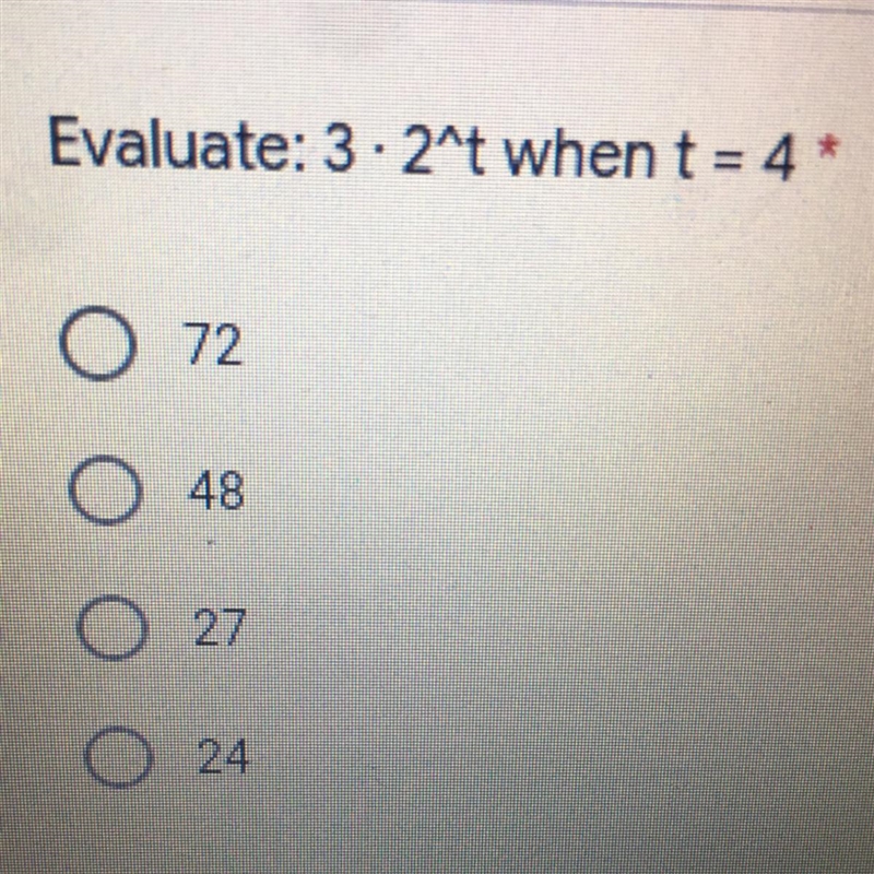 Evaluate: 3.2^t when t = 4 *-example-1