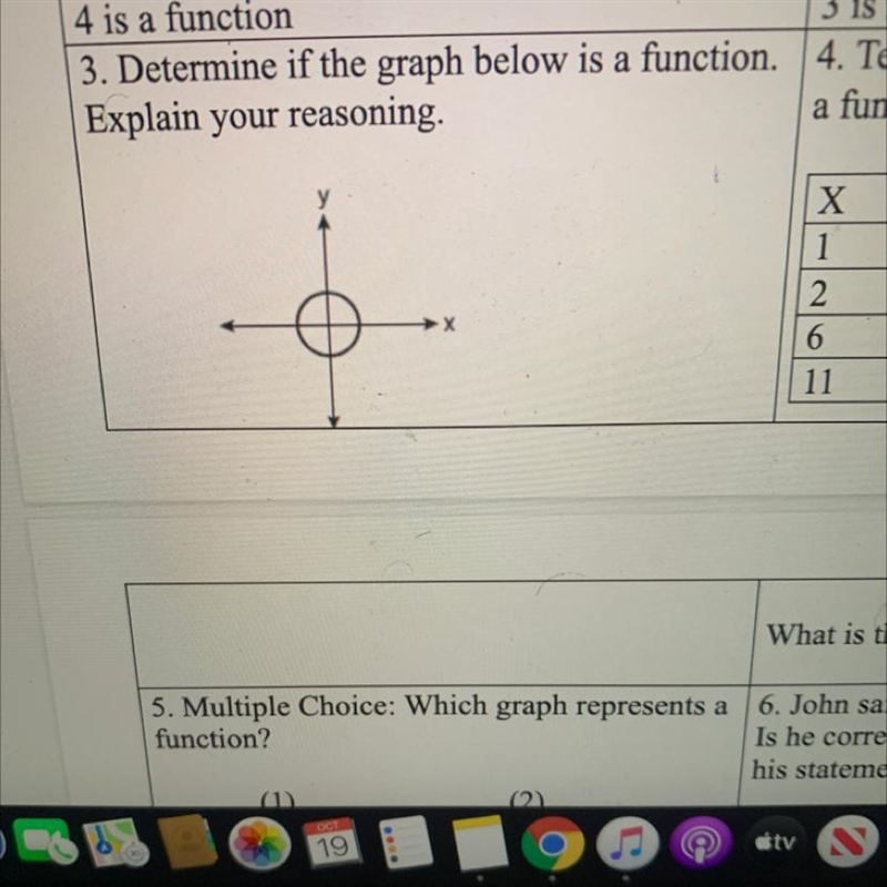 3. Determine if the graph below is a function. Explain your reasoning.-example-1