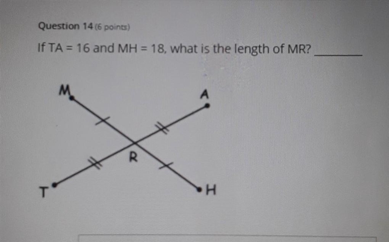 If ta=16 & mh= 18 what is the lenth of mr?​-example-1