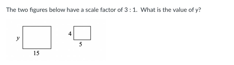 The two figures below have a scale factor of 3 : 1. What is the value of y?-example-1