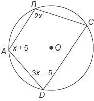 ​ Help please!! Quadrilateral ABCD ​ is inscribed in circle O. What is ​ m∠A ​ ?-example-1