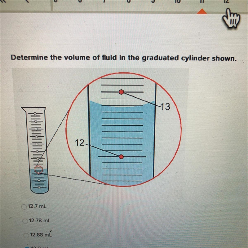 Determine the volume of fluid in the graduated cylinder shown.-example-1