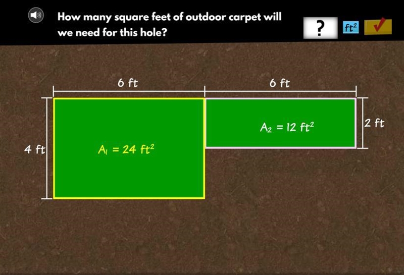 How many square feet of outdoor carpet will we need for this hole?-example-1