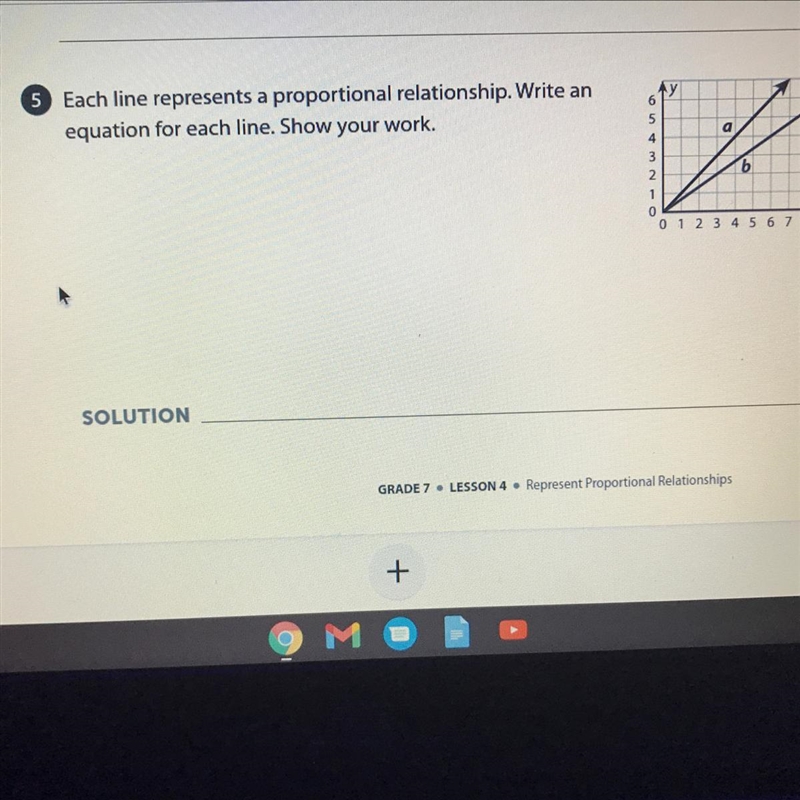 Each line represents a proportional relationship.Write an equation for each line. Show-example-1