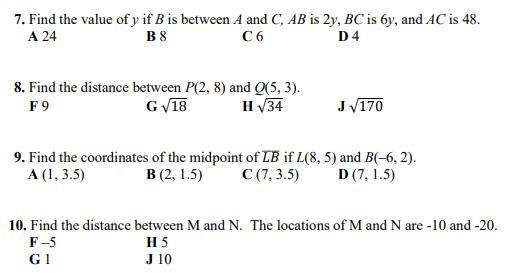 Find the value of y if B is between A and C, AB is 2y, BC is 6y, and AC is 48.-example-1