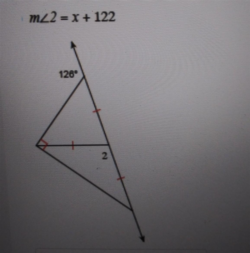 Find the value of x m<2= x + 122​-example-1