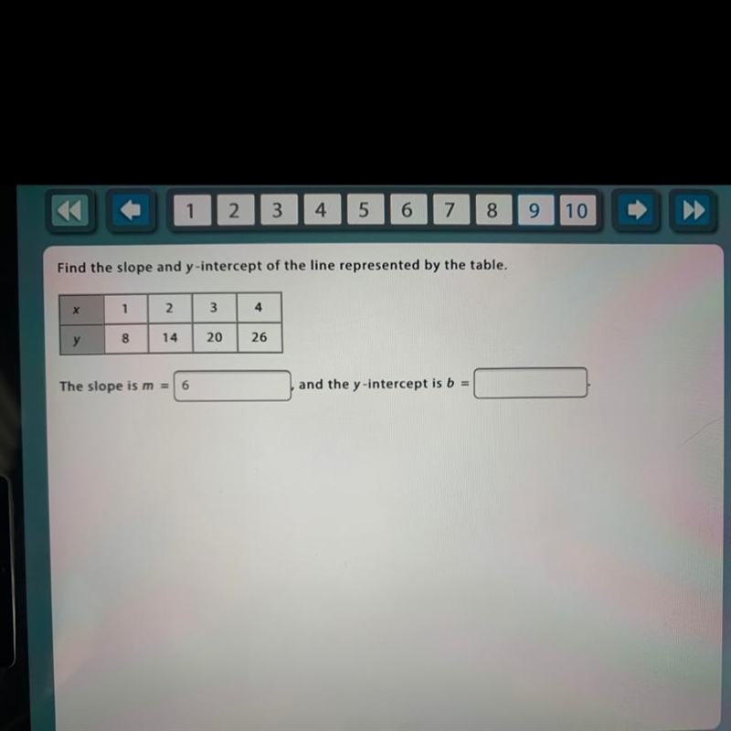 What is the y intercept? Can someone explain it to me when there is no 0 on the table-example-1