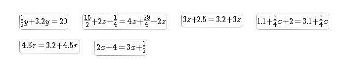 Identify which equations have one solution, infinitely many solutions, or no solution-example-1