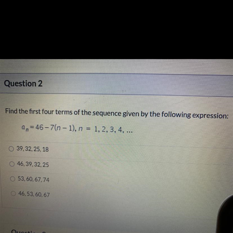 Find the four terms of the sequence given by the following expression-example-1