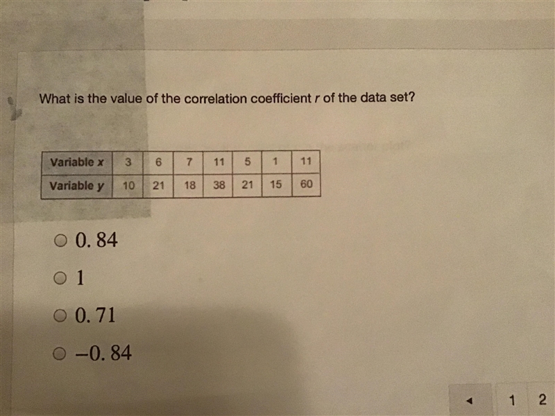 What is the value of the correlation coefficient r of the data set-example-1