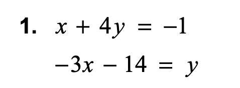 Solve the system of linear equations by substitution. Check your solution.-example-1