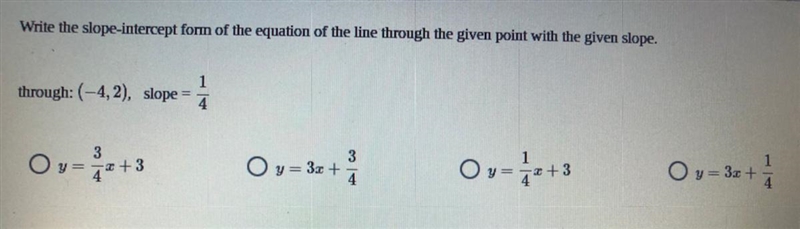 Write the slope intercept form of the equation of the line.Help-example-1