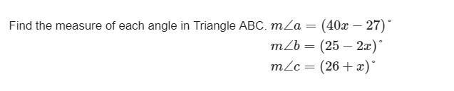 Find the measure of each angle in Triangle ABC-example-1