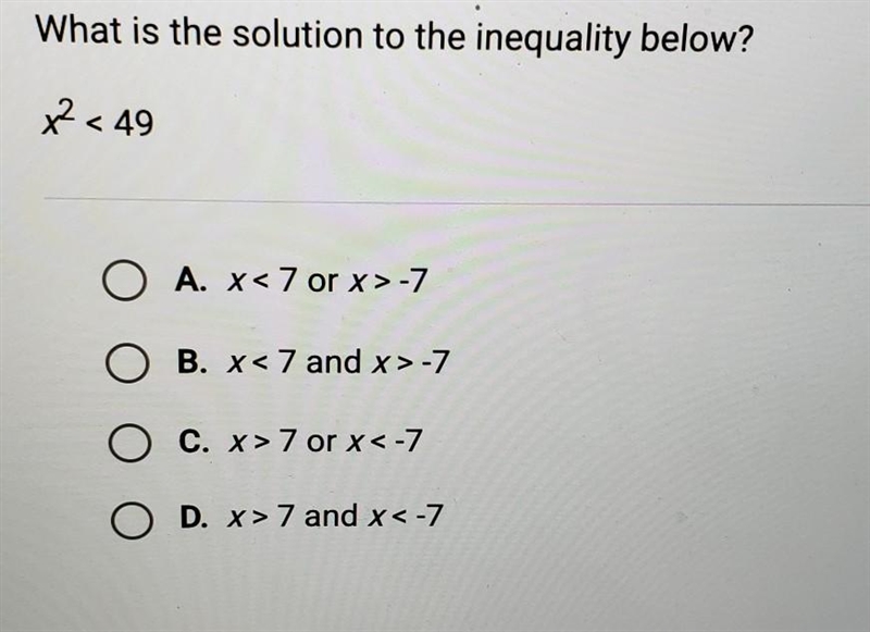 What is the solution to the inequality below? x < 49​-example-1