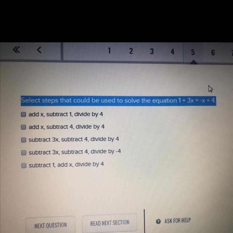 SOMEONE HELP ???? Select steps that could be used to solve the equation 1+ 3x = -x-example-1