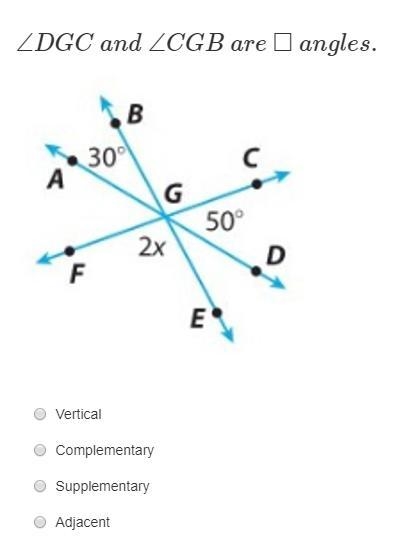 Need help on these, thank you, and i'll need this answer soon ∠AGB and ∠EGD are □ angles-example-2