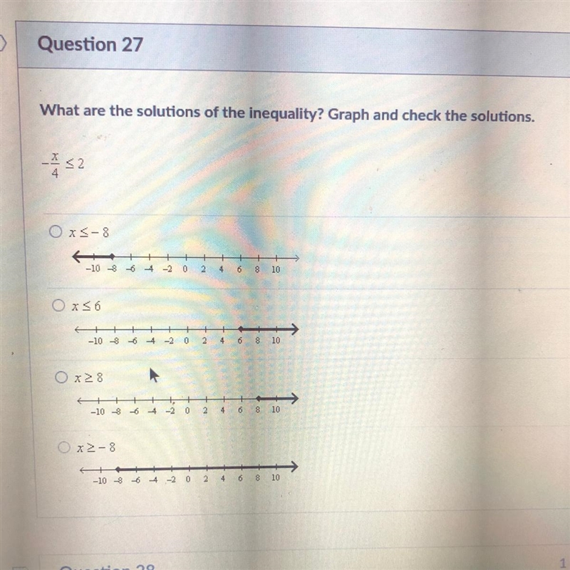 What are the solutions of the inequality? graph and check the solutions.-example-1