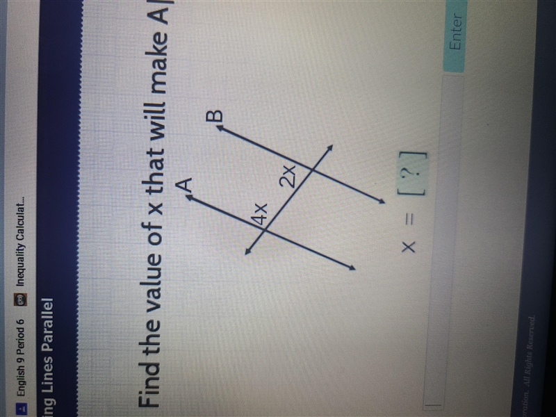 Find the value of x that will make a||b help ?-example-1