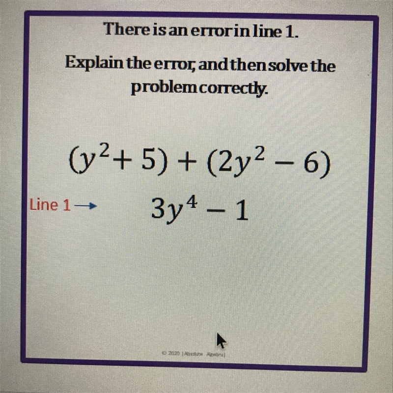 Please help! What’s the error in line 1 ?-example-1