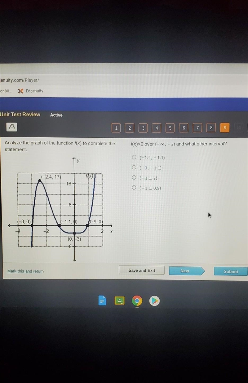 Analyze the graph of the function f(x) to complete the statement. ​-example-1