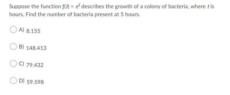 19. Suppose the function ƒ(t) = et describes the growth of a colony of bacteria, where-example-1