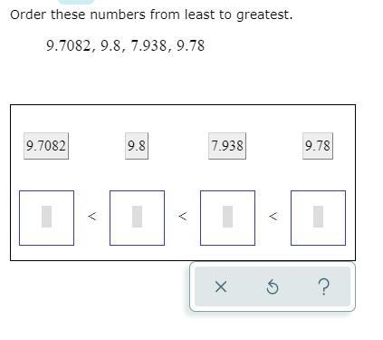 Order these numbers from least to greatest. 9.7082, 9.8, 7.938, 9.78-example-1