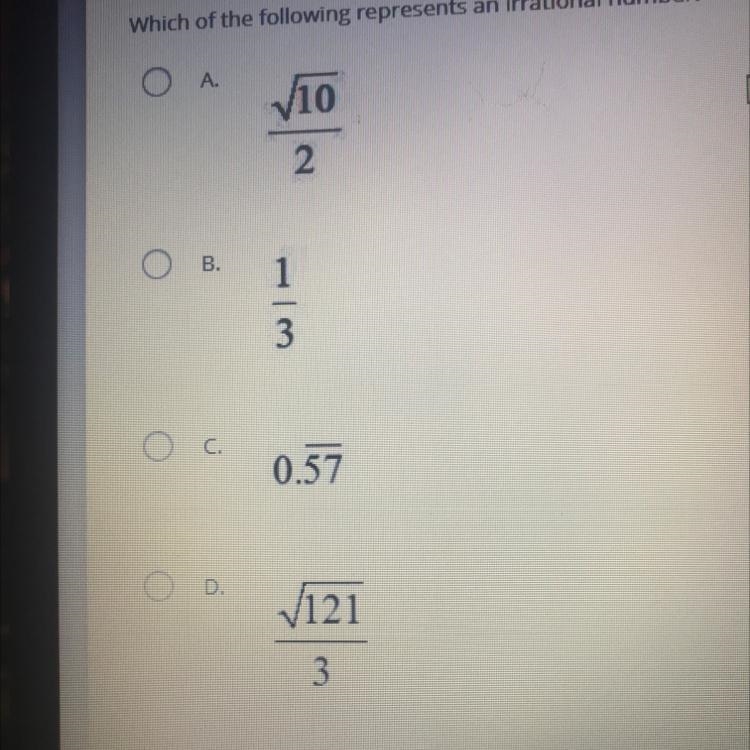 Which is an irrational number-example-1