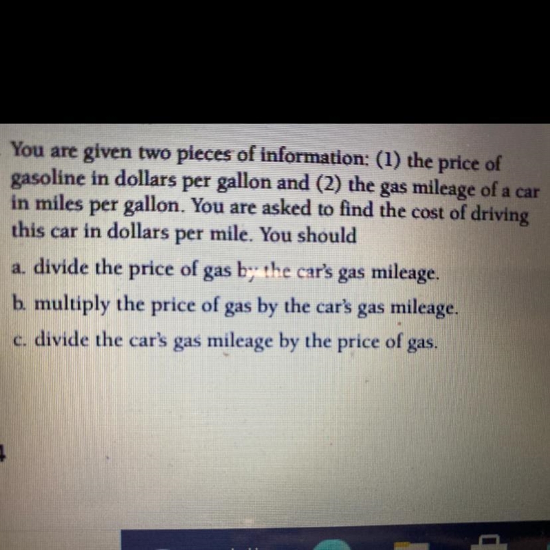 You are given two pieces of information: (1) the price of gasoline in dollars per-example-1