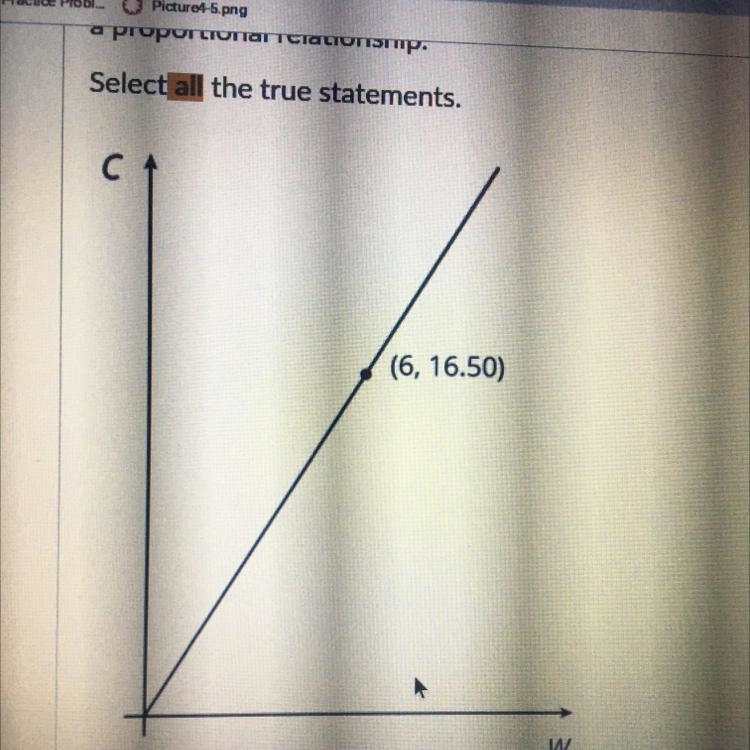 PLEASE HELP!! The graph shows the cost C in dollars of W points of blueberries. Select-example-1