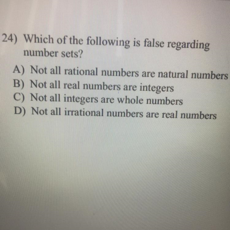 Which of the following is false regarding number sets-example-1