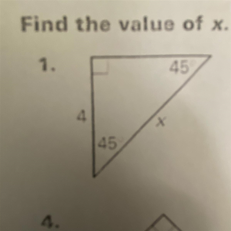 Find the value of x. write your answer in simplest radical form-example-1